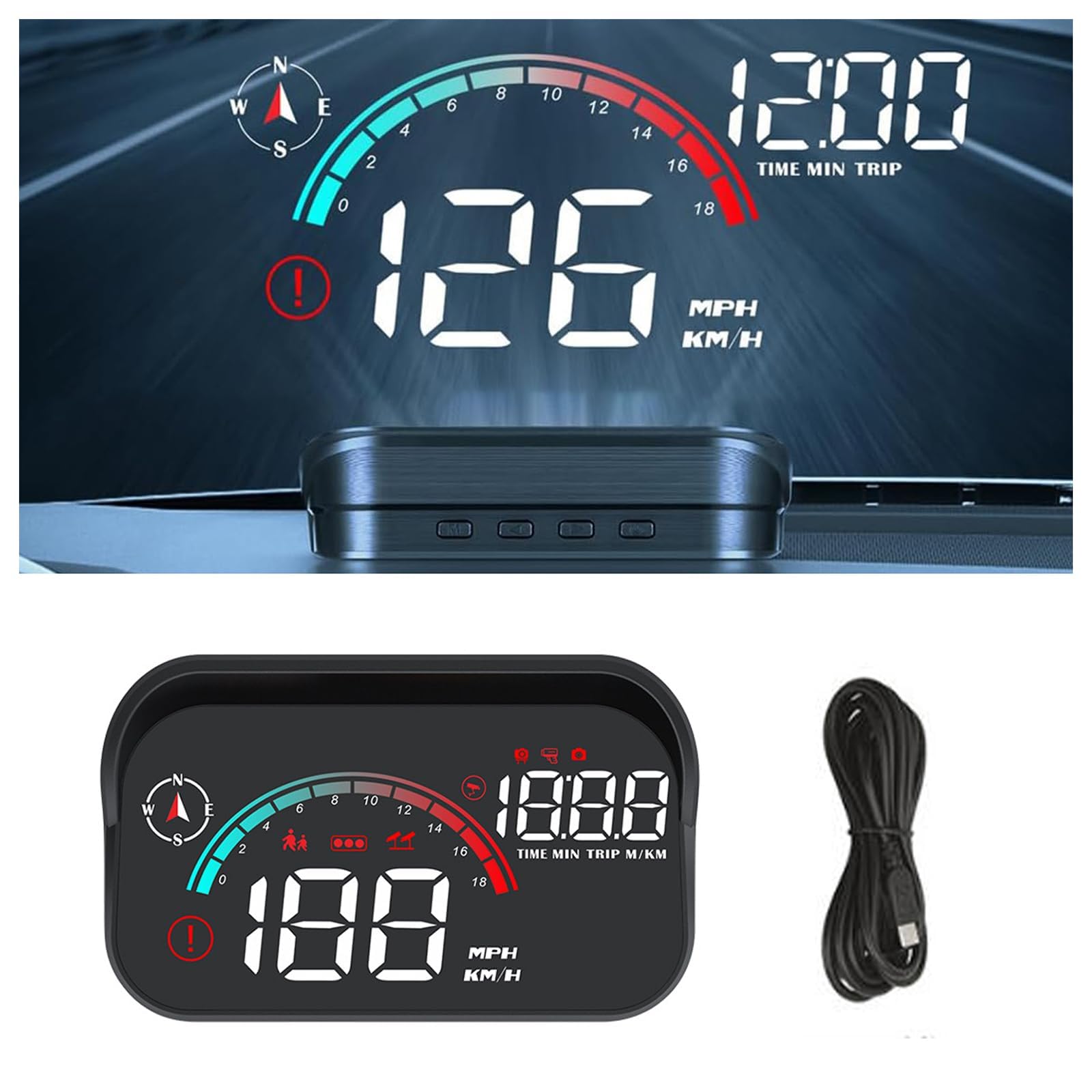 Khdwob B Khdwo Digital Gps Speedometer Car Mph Hud For Mercedes Enz Amg A35 A45 A45s C43 C63, Obd2 Gps Speedometer For Car Digital Hud Display Plug & Play With Overspeed Alert,