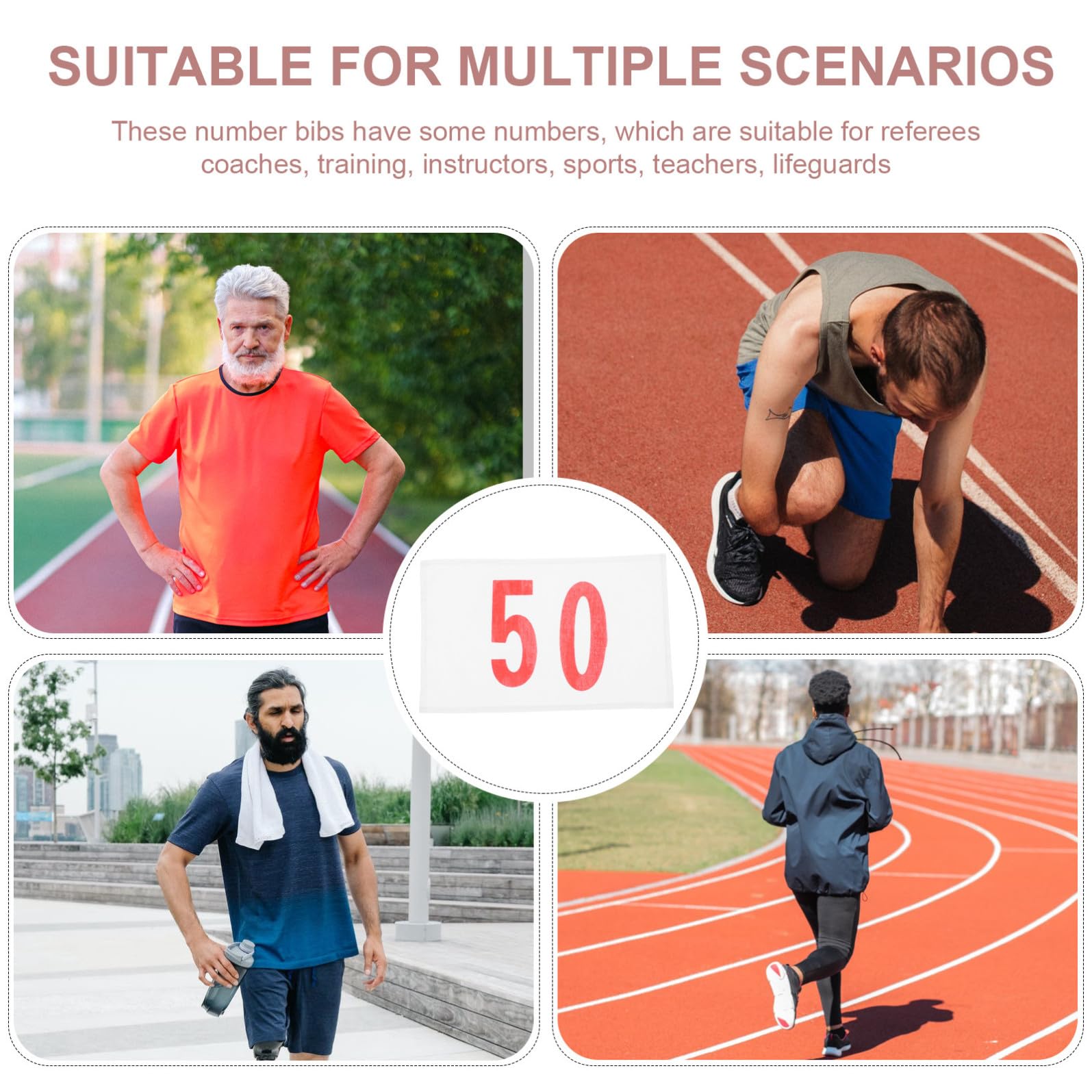 Set 1 Pettorali Numerati da Gara in Poliestere Cotone e Metallo, Accessori Sportivi Compatti Adatti per Allenamento e Sopravvivenza