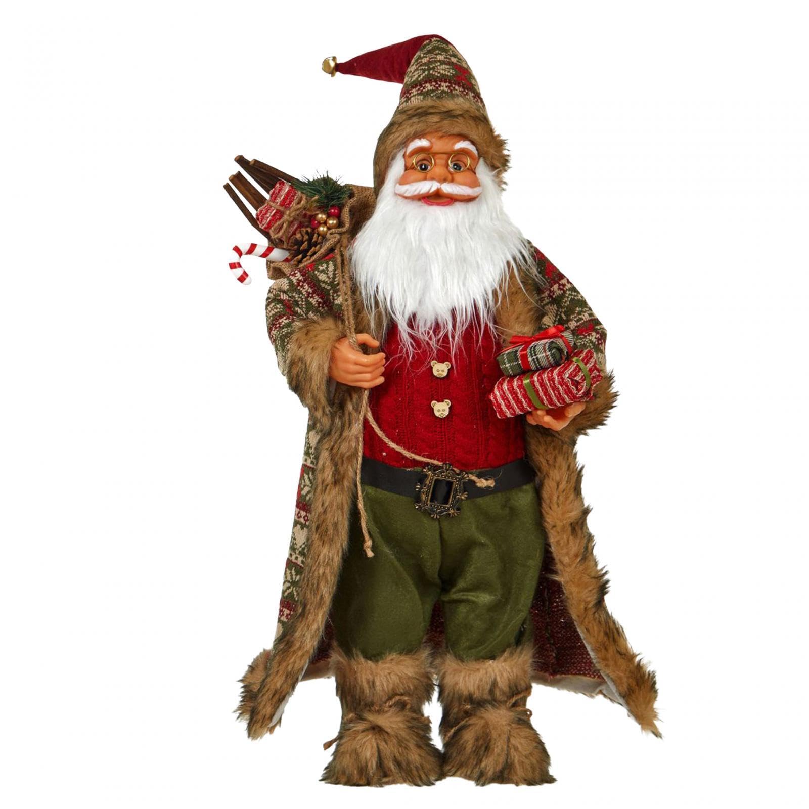 Figurine Père Noël de 60 cm : statue personnage traditionnel pour décoration de fête