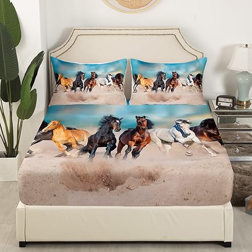 Miniatura 9 de Erosebridal Juego de ropa de cama con diseño de hojas de palmera, tamaño matrimonial, para niños y niñas, sábana bajera ajustable a rayas blancas y