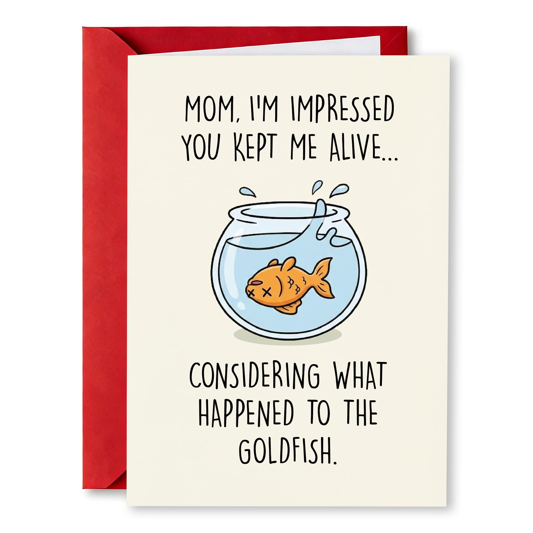 Photo 1 of **2 PACK**PTRUKD Funny Mothers Day Card for Mom - Impressed You Kept Me Alive Dead Goldfish Joke - Sarcastic Mother's Day Greeting Card from Son Daughter, Mothers Day Gifts for Mom from Daughter Son