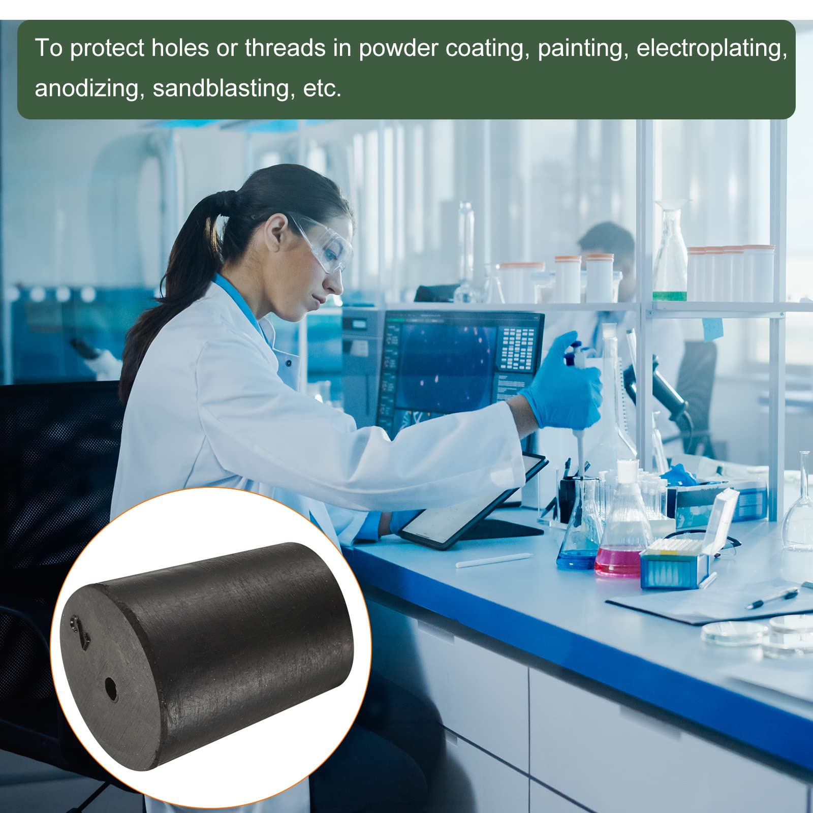 YOKIVE 10Pcs Rubber Stoppers with Hole, Tapered Plugs with High-temperature Resistance, 16mm - 20mm - Image 3