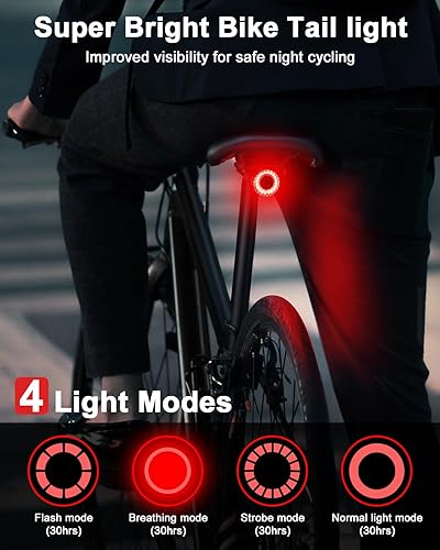 Miniatura 2 de Juego de luces traseras para bicicleta y bolsa de sillín  Luz trasera LED recargable con detección de freno con encendidoapagado automático, bolsa