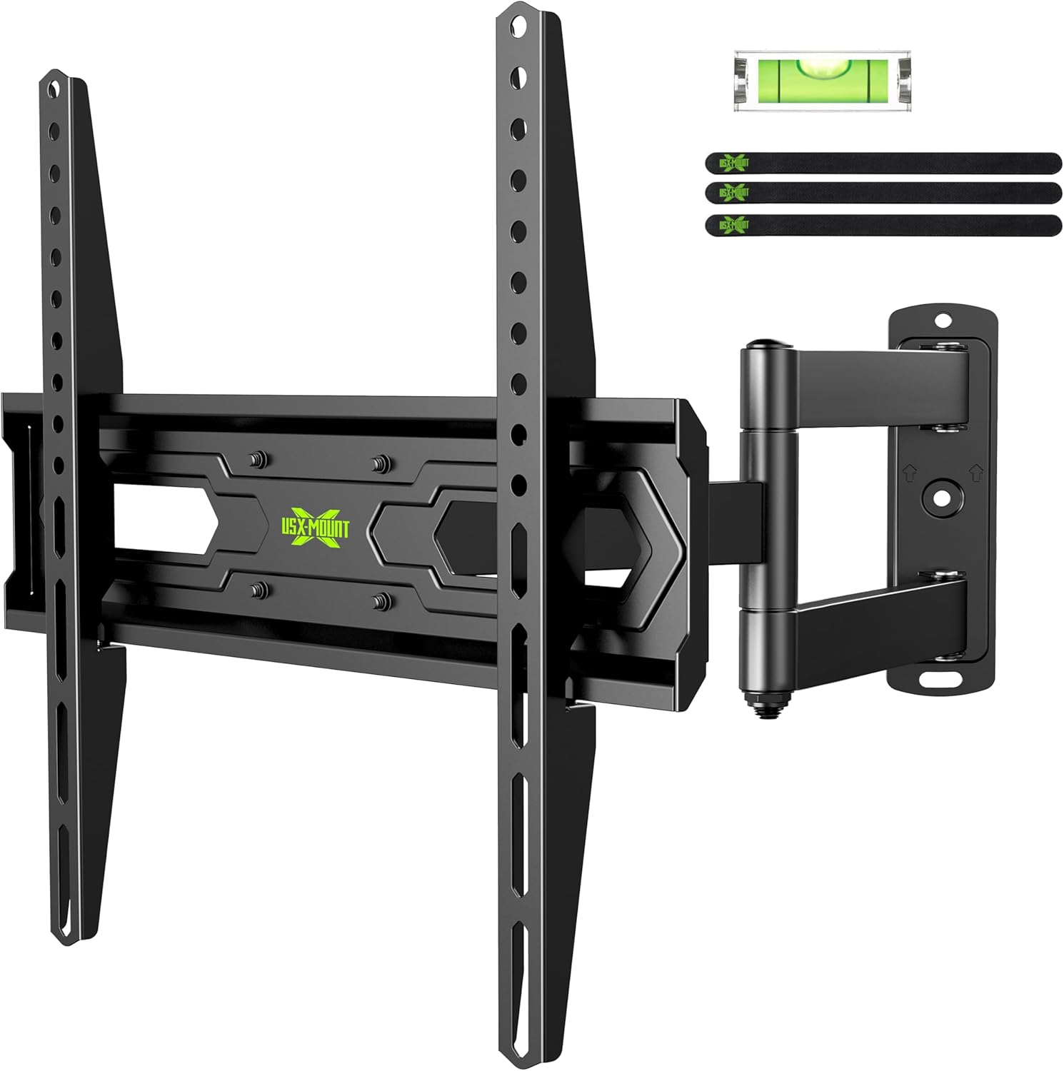 USX MOUNT Full Motion TV Wall Mount for 26	60 inch Flat & Curved TVs up to 80 lbs, Wall Mount TV Bracket with Swivel, Single Articulating Arm,Tilting, Level Adjustable, Max VESA 400x400mm (Full Motion for 26-60in) Thumbnail
