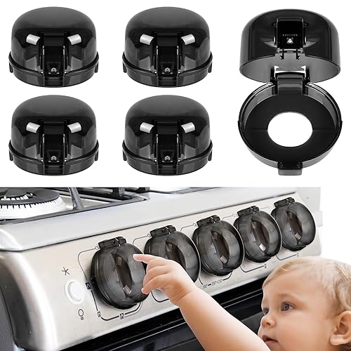 Paquete de 5 fundas para pomos de estufa para seguridad infantil, fundas para pomos de estufa de gas de tamaño universal con adhesivo, resistentes