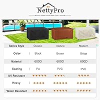 Vista 6 de Cubierta de Hoguera NettyPro Rectangular Impermeable para Chimenea al Aire Libre para Mesa de Hoguera de Gas y Propano, 54 x 28 x 24 pulgadas, Marrón