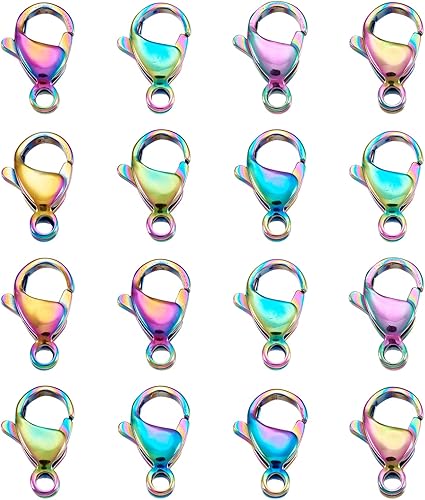 Vista 158 de Pandahall - 100 cierres de pinza de langosta de acero inoxidable, joyería de oro real de 24 quilates, cierre de langosta de 2 colores, cierre