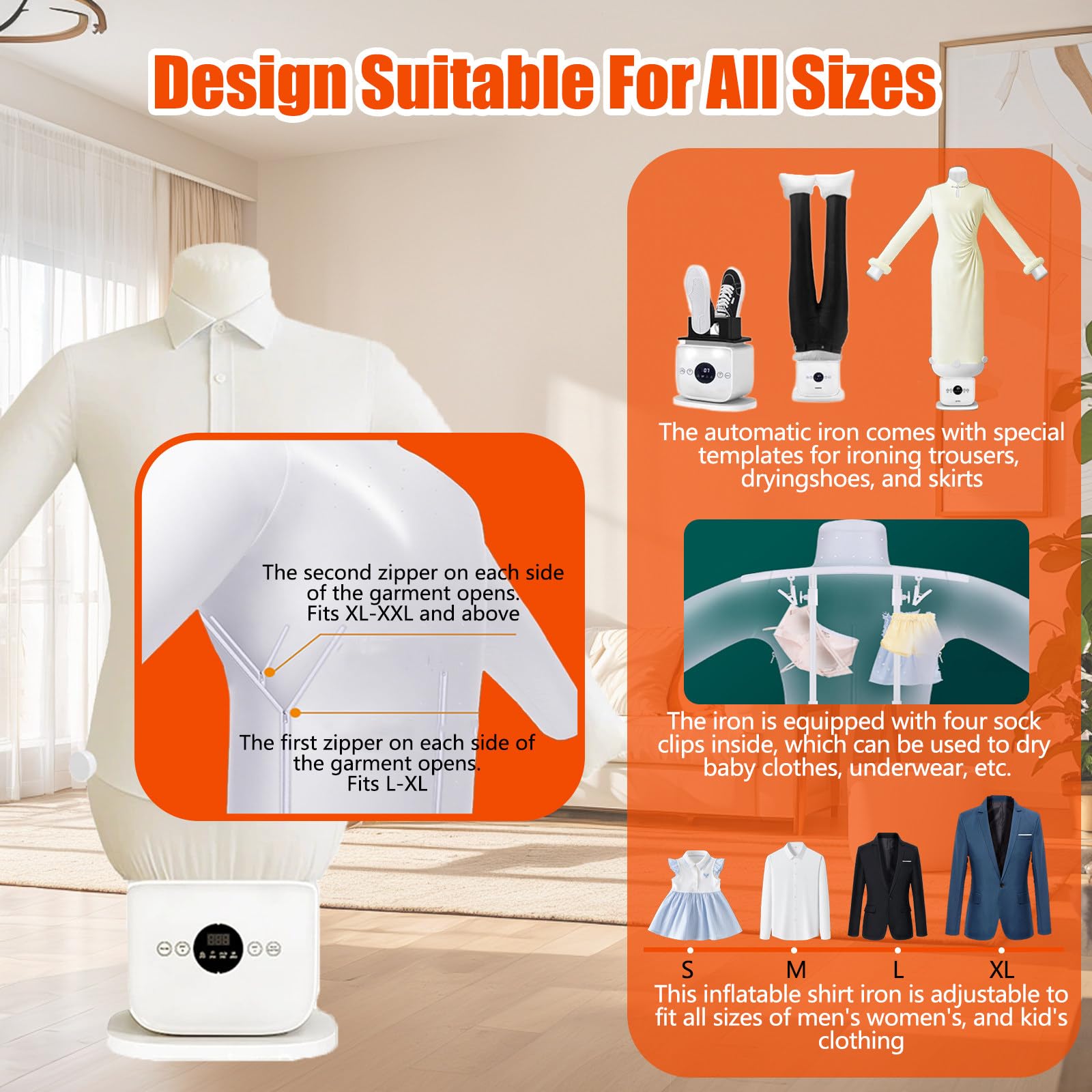Planchadora automática, Plancha de Vapor portátil, Secado rápido en 8 Minutos, Secado 360° sin Puntos Ciegos, Plancha para Camisas, Zapatos, Pantalones y Faldas.