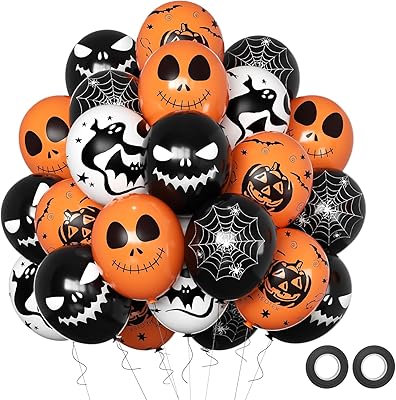 Set de 30 Globos de Halloween - Negro y Naranja