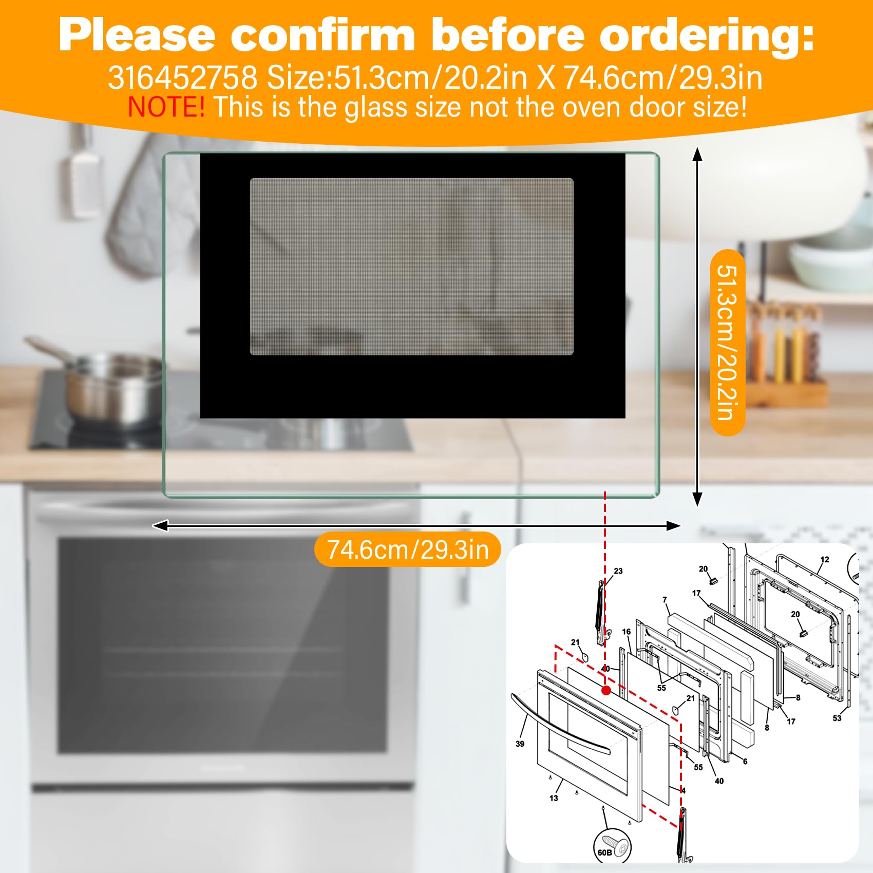UPGRADED 316452758 - Cristal exterior para puerta de horno Crosley Frigidaire