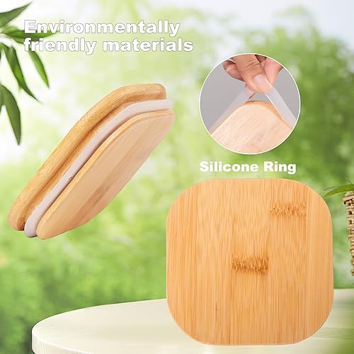 Miniatura 5 de Tarros de vidrio para almacenamiento de alimentos de 50 onzas, juego de 4, recipientes de almacenamiento de vidrio transparente con tapa de bambú