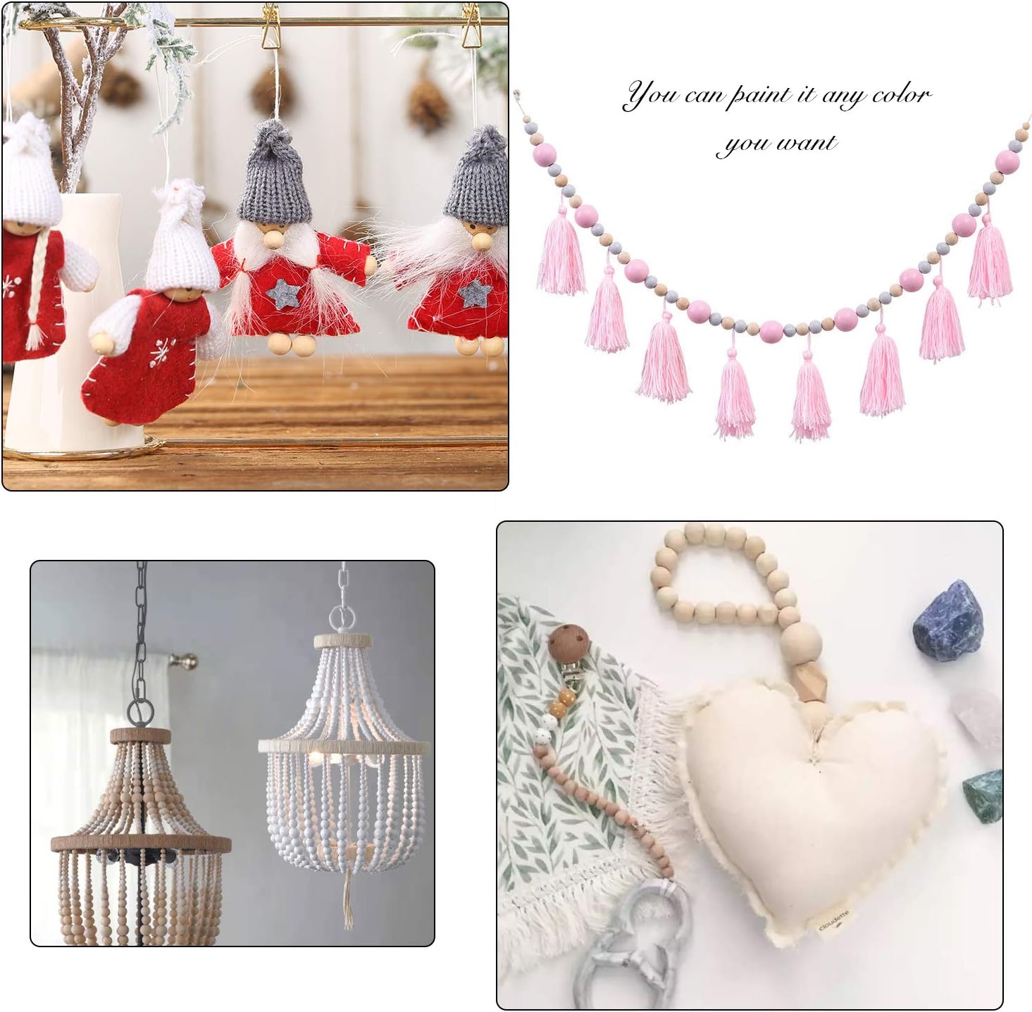 300pcs 8mm Natural Round Unfinished Loose Wood Spacer Beads for Craft Jewelry Making,3mm Hole - Image 7