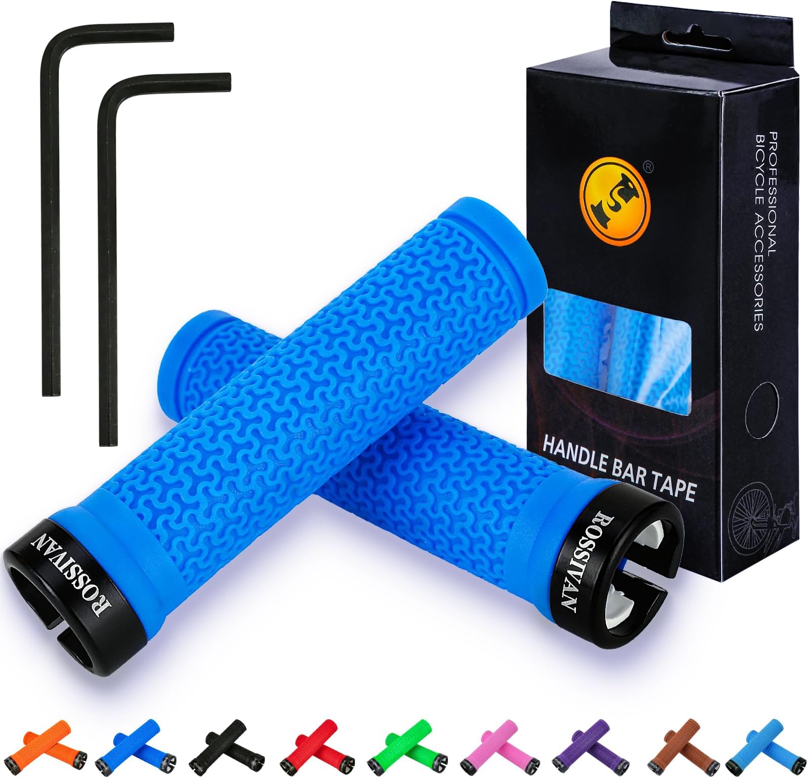 Professional Bike Handlebar Grips,Mountain Bike Grips with Soft and Comfortable Anti-slip Rubber,Single Lock-on MTB Grips,for BMX,Scooter,Folding,Commuter Bicycle