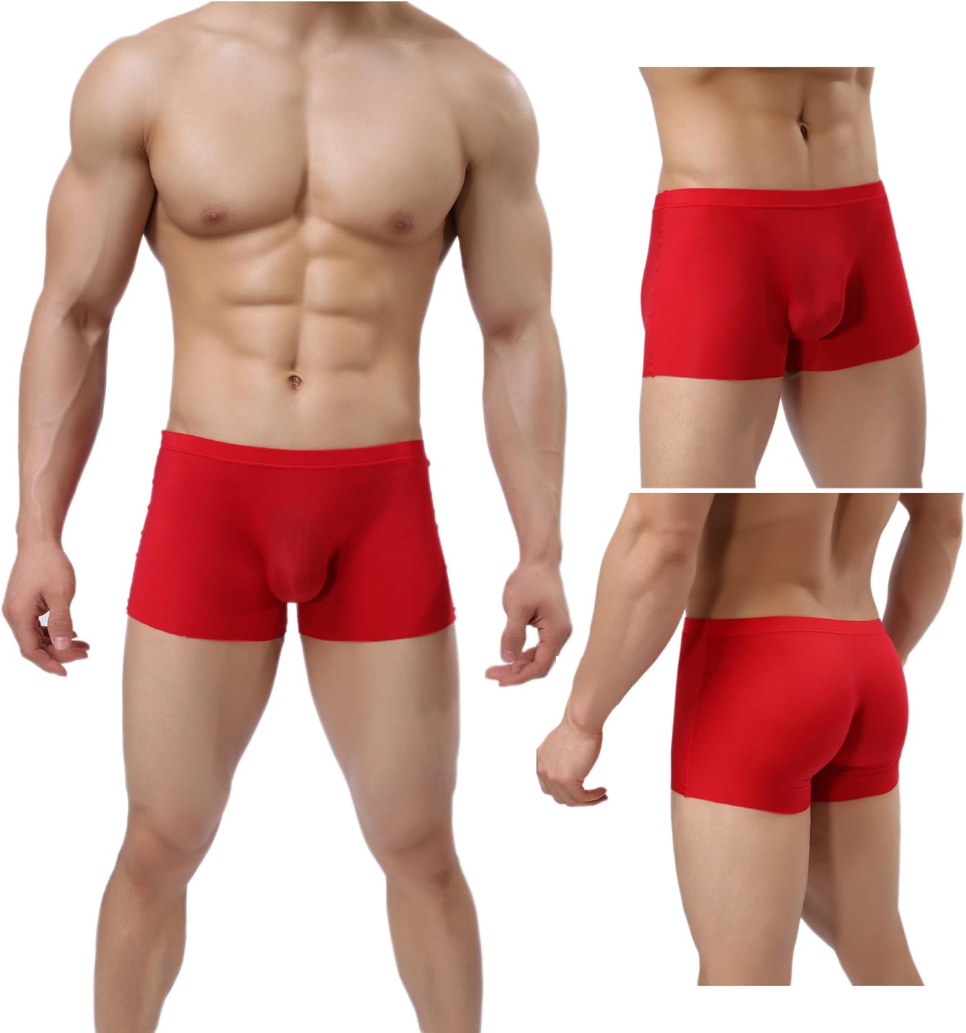 Men's Silky Underwear Trunks Rather Transparent Boxer Briefs Short Leg - Image 5