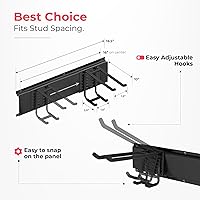 Vista 3 de TIDYME Garage Wall Organizer 48" Heavy-Duty Tool Storage Rack Adjustable Double-Layer Hooks 300 lbs Capacity Carbon Steel Wall Mount Holder