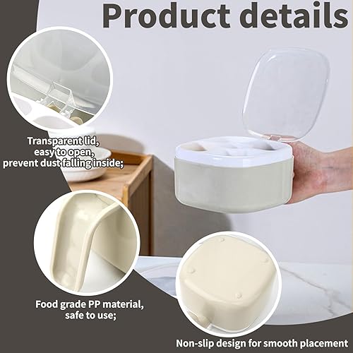 Miniatura 3 de VXYW Caja de condimentos de plástico, tarro de condimentos de 4 compartimentos con 4 cucharas, recipiente cuadrado para especias para sal, azúcar,