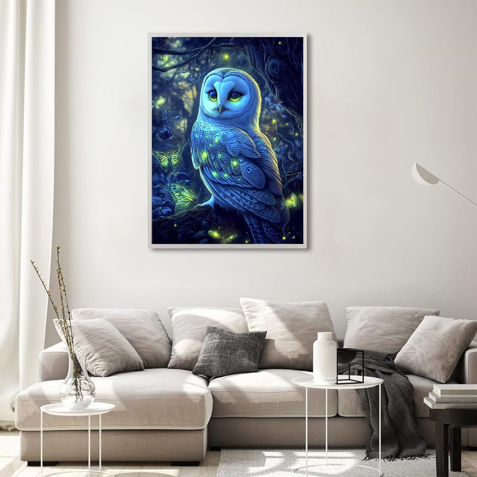 Eule Diamond Painting Schmetterling Diamond Painting 90x120cm, 5D Vollbohrer Diamanten Kinder Bastelset DIY Set Erwachsene Kreativ Set für Erwachsene für Zimmer Wand Deko Geschenke für Frauen,Model723