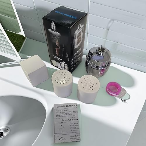 Miniatura 8 de liangyu - Filtro de ducha de 20 etapas para agua dura con 2 cartuchos de filtro reemplazables, filtro de agua de ducha de alta presión para eliminar