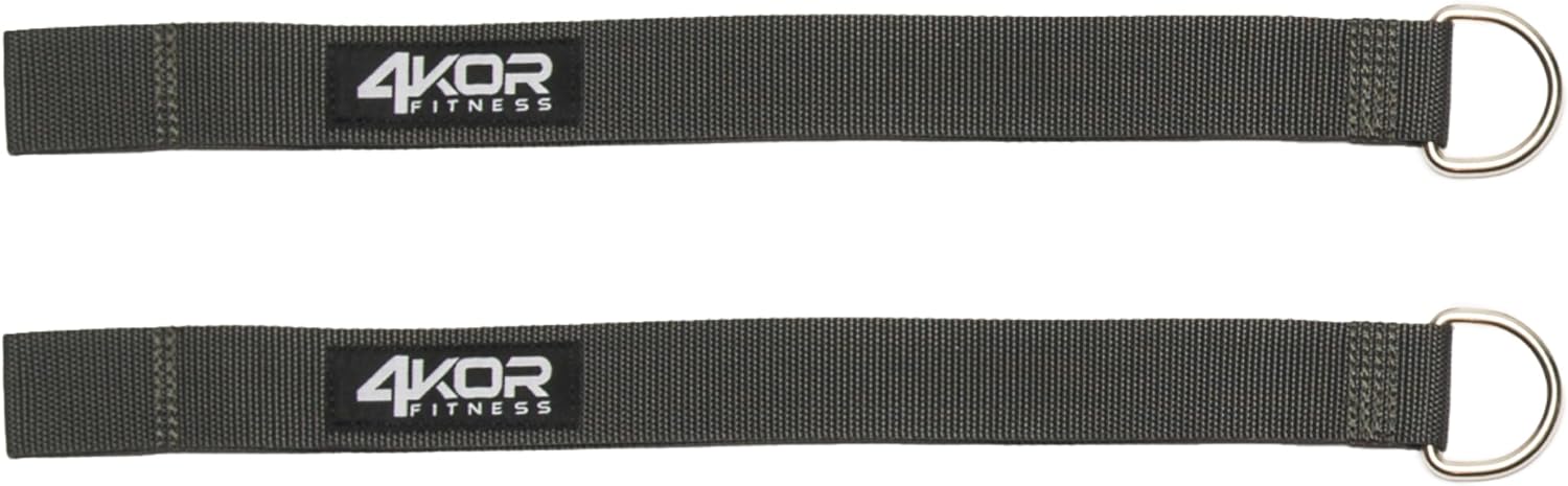 Squat Rack Straps - Heavy Duty Power Rack Straps Compatible with 4KOR Shoulder Exercise Cords - One Pair of Squat Rack Straps with Metal D-Rings - 4KOR Fitness
