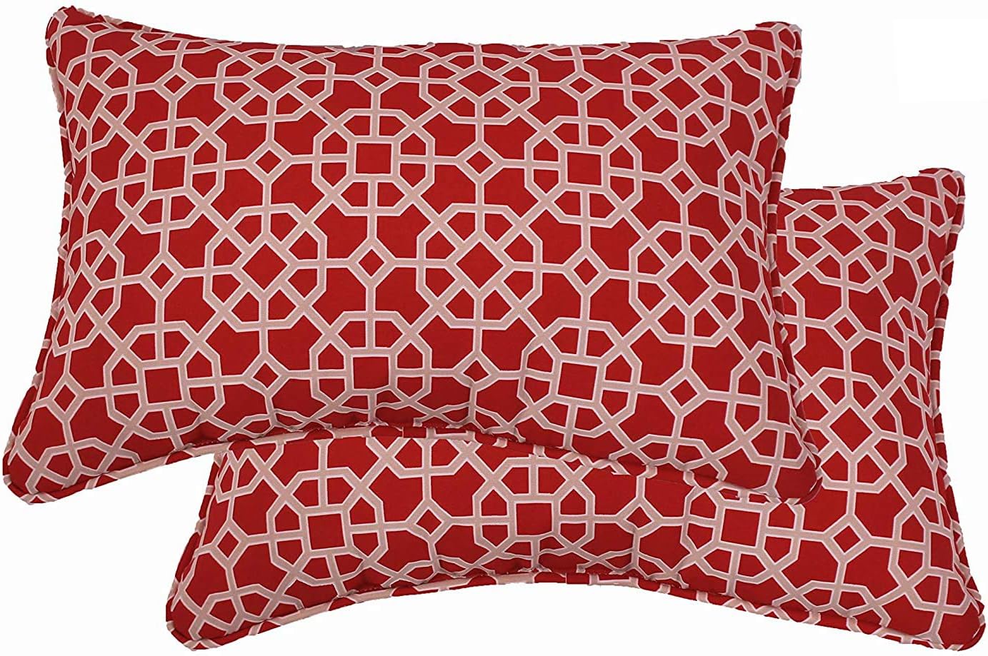 Comfort Classics Inc. Outdoor/Indoor Patio Throw Pillow (Set of 2) in Spun Polyester Coral red 24x15.5x5