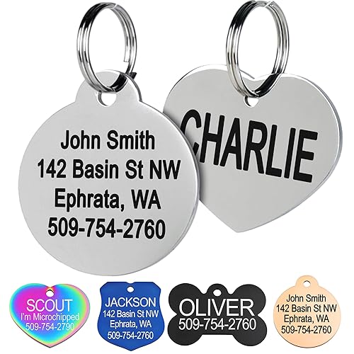 GoTags Stainless Steel Pet ID Tags, Personalized Dog Tags and