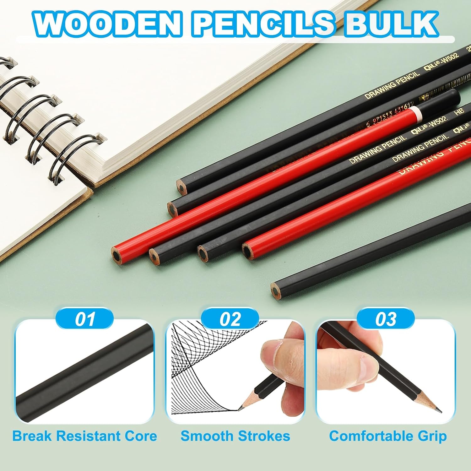 PATIKIL Sketch Pencil 8B деревянный карандаш с шестигранным стержнем, бритый карандаш с черной сердцевиной, рисование, обучение живописи, канцелярские принадлежности, Художественный карандаш для рисования, офисное здание, рисунок 12 шт. черный, фото 4
