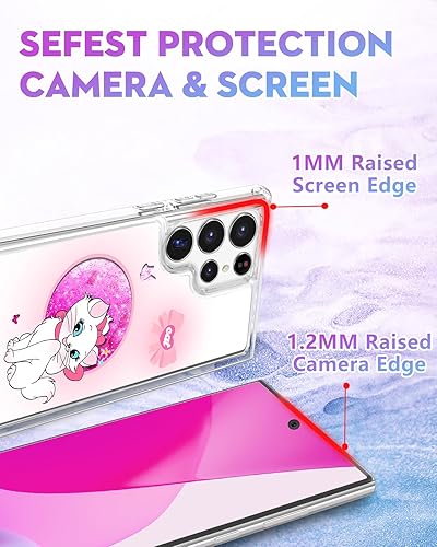 Miniatura 4 de Pncljq Funda para Samsung Galaxy S22 Ultra con purpurina líquida y arenas movedizas, lindo personaje de dibujos animados, Kawaii divertido diseño