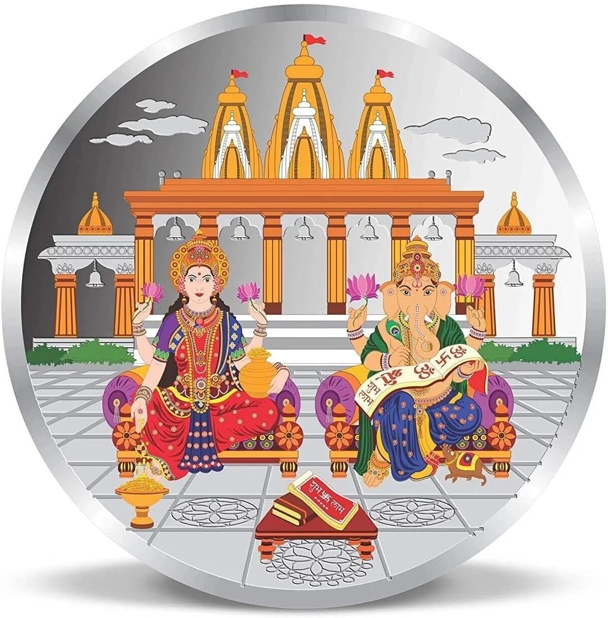 Ganeshji Laxmi In Pure Silver/Ganpati Lakshmi 999 Silver (008) (10 GRAMS)