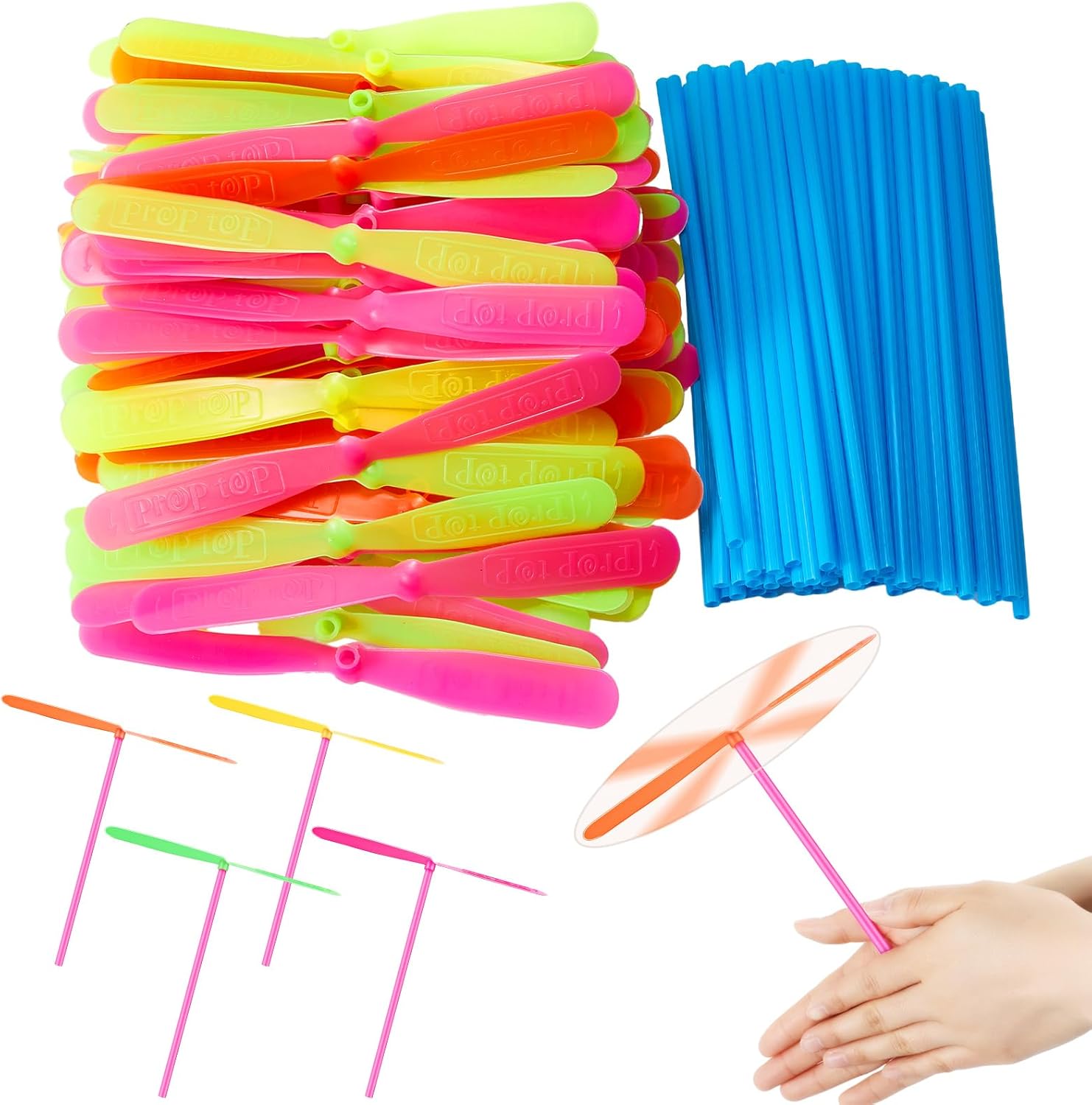 Woanger 400 Pcs Hand Helicopter Flying Helicopter Toy Hand Rub Flying Toys Plastic