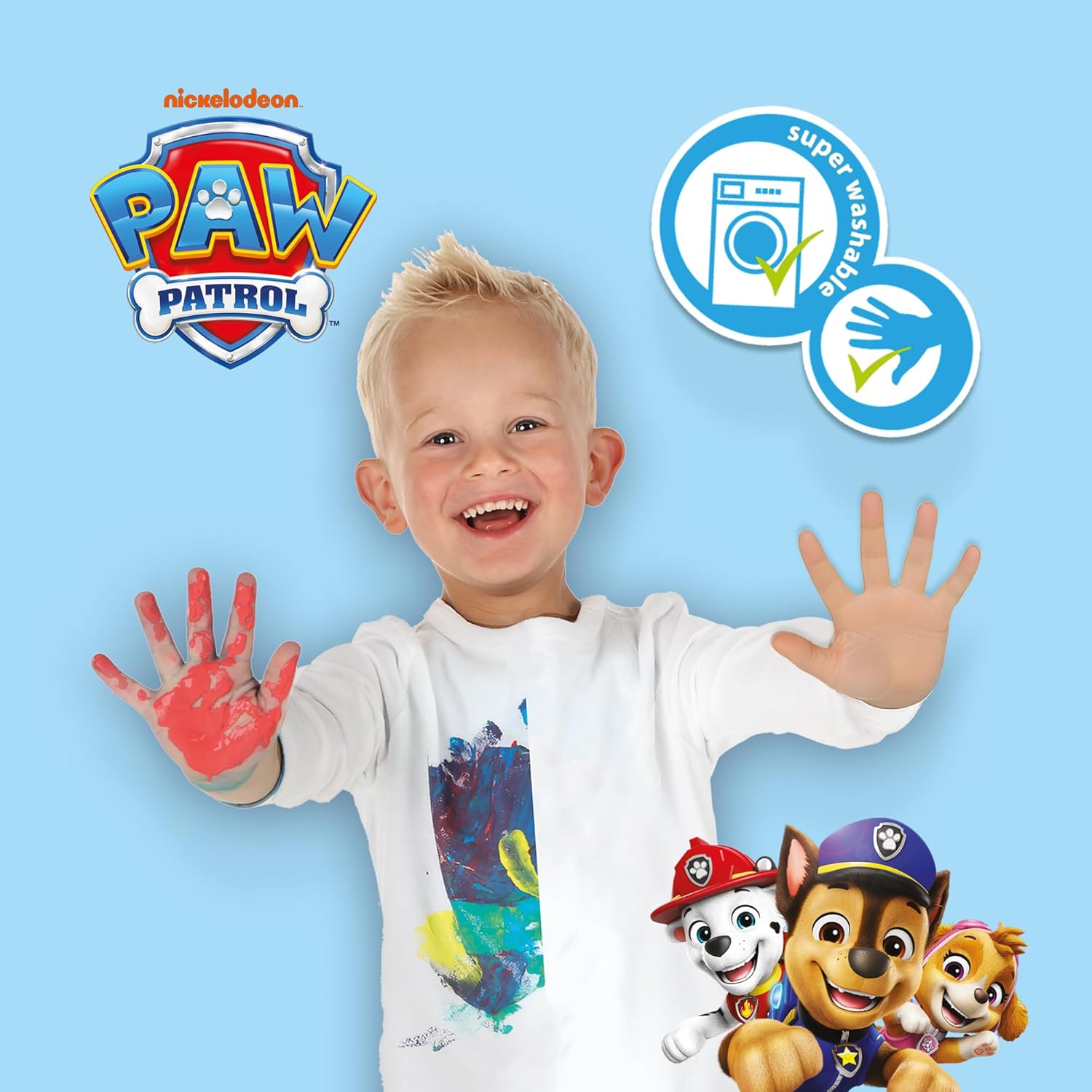 SES Creative - Paw Patrol - Fingerprint Artwork - Craft Set for Children - Paw Patrol Toy - Finger Paints Children Non-Toxic - Finger Paints - From 2 Years