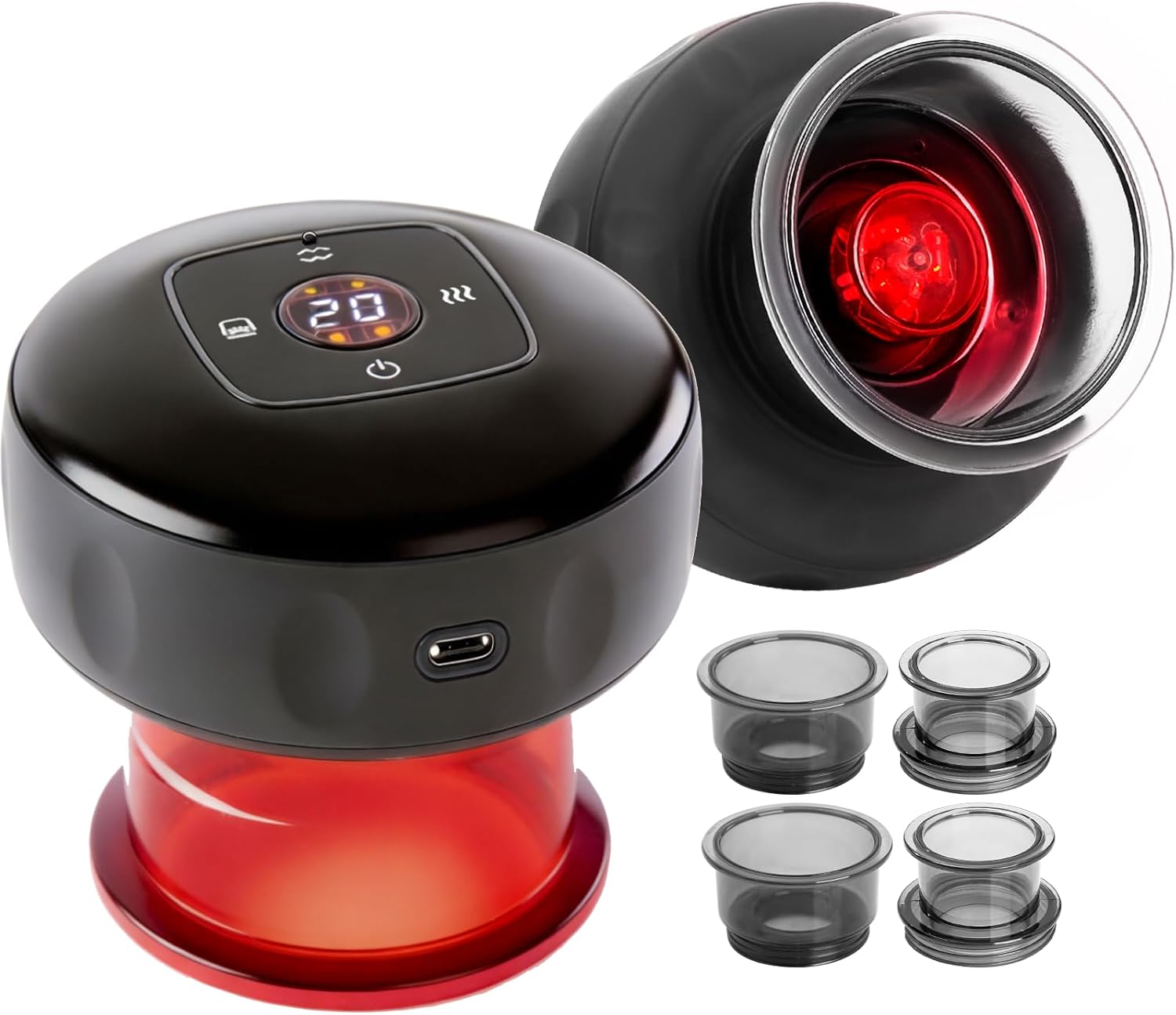 UOTT Original 20 Levels Cupping Kit for Massage Therapy (2PCS),5-in-1 Smart Dynamic Cupping Set with Red Ligh-t Therapy&Heat Penetrates for Targeted Pain Relief, Knots, Aches, Muscle Soreness