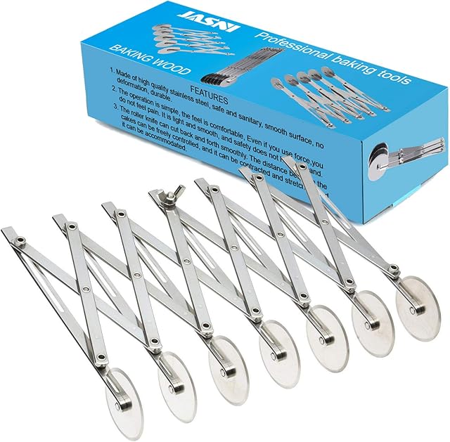 Food Grade Stainless Steel Pizza Cutter Multi-Wheel Dough Divider Pastry Knife Baking Cutter (7 Wheel)