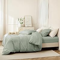 Vista 5 de JIYUAN - Juego de funda de duvet de 100% algodón lavado, 3 piezas, tamaño completo, 1 funda de duvet de 80x90 pulgadas (edredón no incluido) y 2