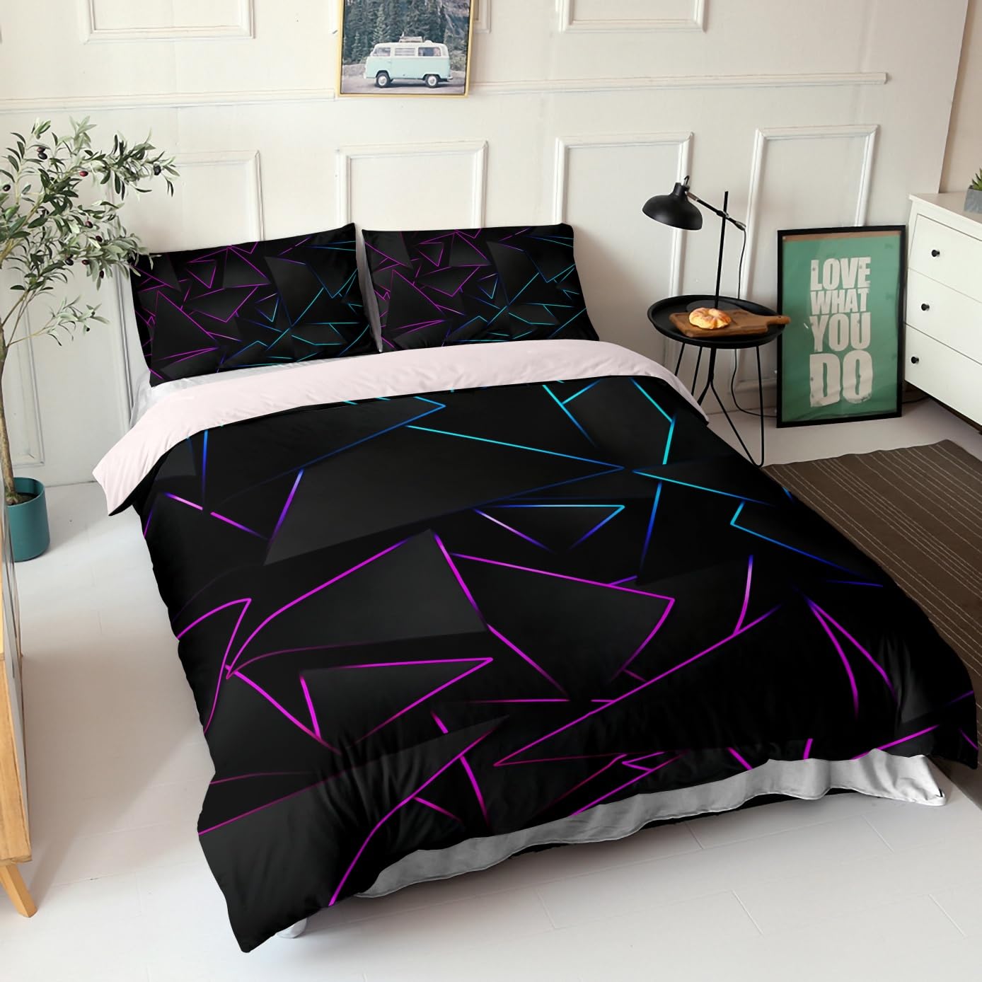 Parure de lit garçon motif néon cool pour transformer une chambre d'adolescent