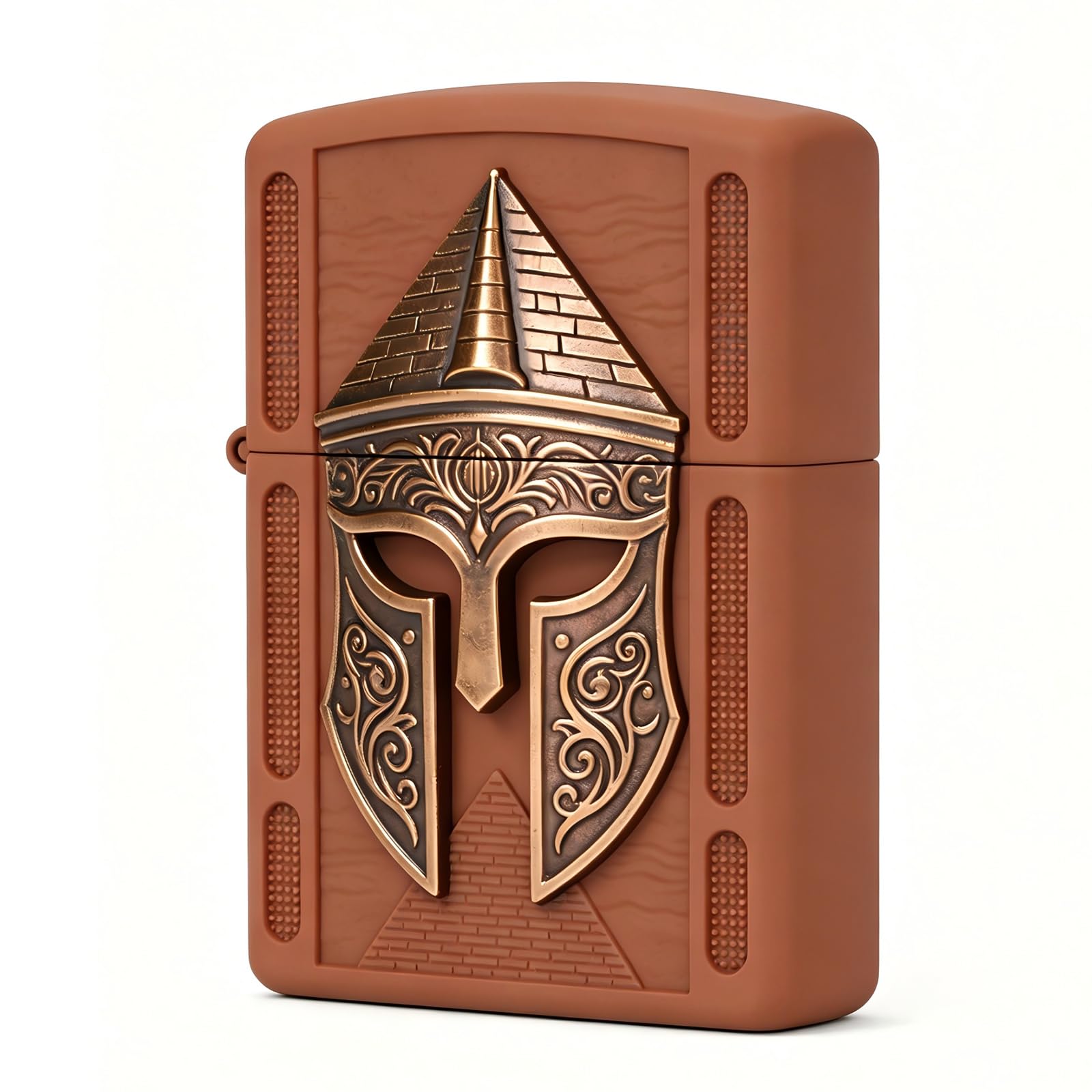 Reusable Soldier Helmet Carved Kerosene Lighter Vintage Flip Top Reusable Wheel Grinding Fire Lighter for Daily Use (A)