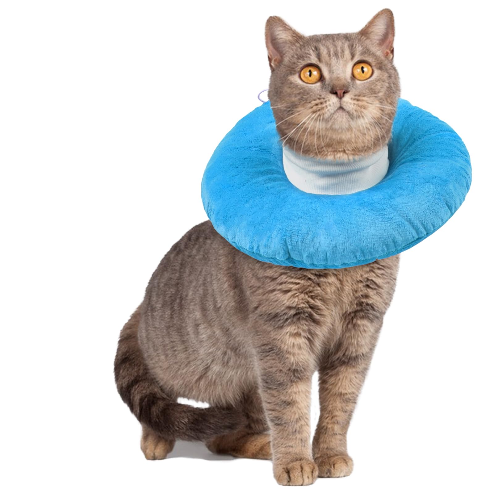 Cat Surgery Recovery Collar, Padded Neck Cones for Cats Donut Neck Collar after Surgery Anti Grooming(Blue, M)
