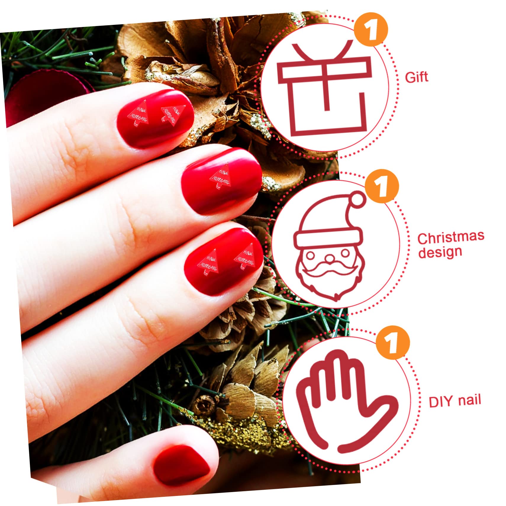 Beavorty 25hojas Páginas De Uñas Falsas De Navidad De Stickers De Uñas Artificiales Para Mujer Decoración Navideña Diseño Chic y Elegante