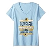 Womens Walking Running Debugging Release Day Software Developer V-Neck T-Shirt