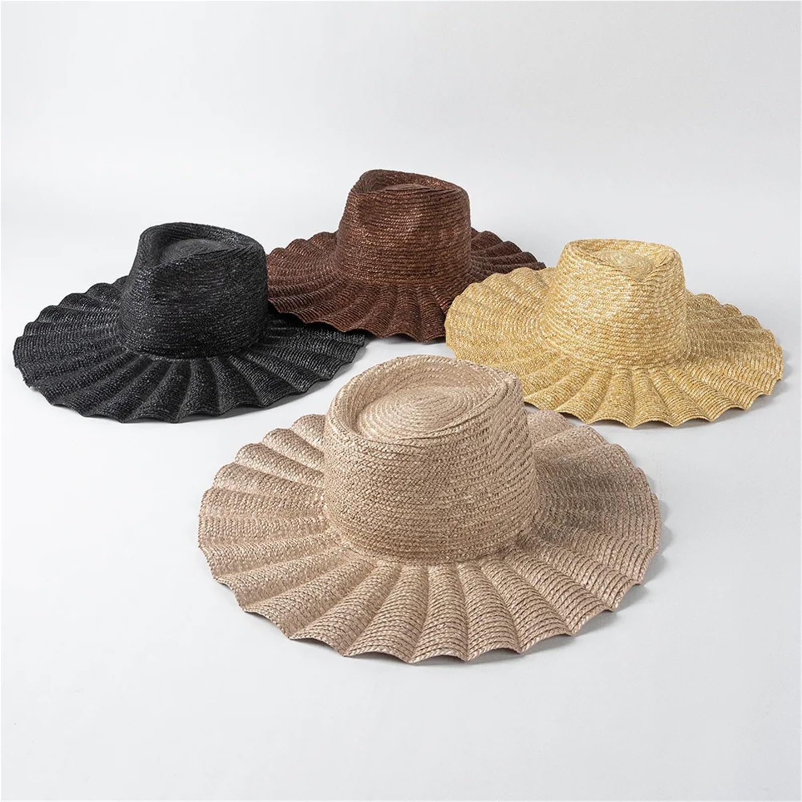 Generico Berretto Fedora Estivo in Paglia Fatto a Mano a Forma di ventaglio, Uomo Donna, Tempo Libero, Panama Jazz