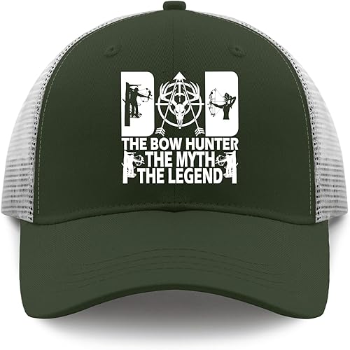 Miniatura 9 de Sombrero de sol para mujer, sombrero de vaquero negro con texto en inglés "Dad The Bow Hunter, The Myth The Legend", para hombre, divertido sombrero