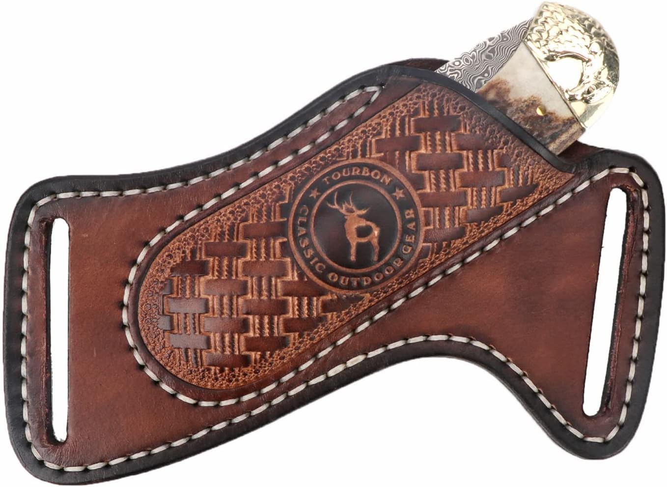 Tourbon Leather Knife Sheath for Belt Pocket Folding Knife Holder Compact Draw Knifes Carrier EDC Tools Holster