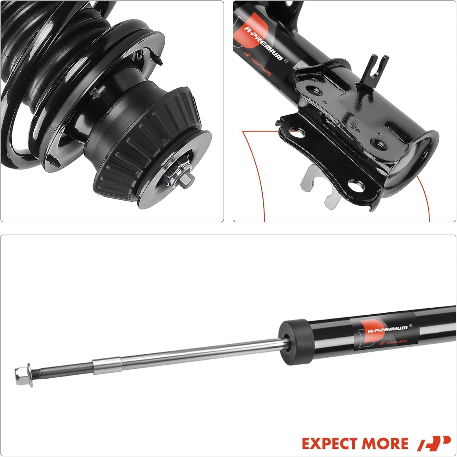 A-Premium Set (4) Front and Rear Complete Strut & Coil Spring Assembly Compatible with Chevrolet Aveo 2004-2011, Aveo5 2007-2011 & Pontiac G3 2009-2010, Wave 2005-2008, Driver and Passenger Side