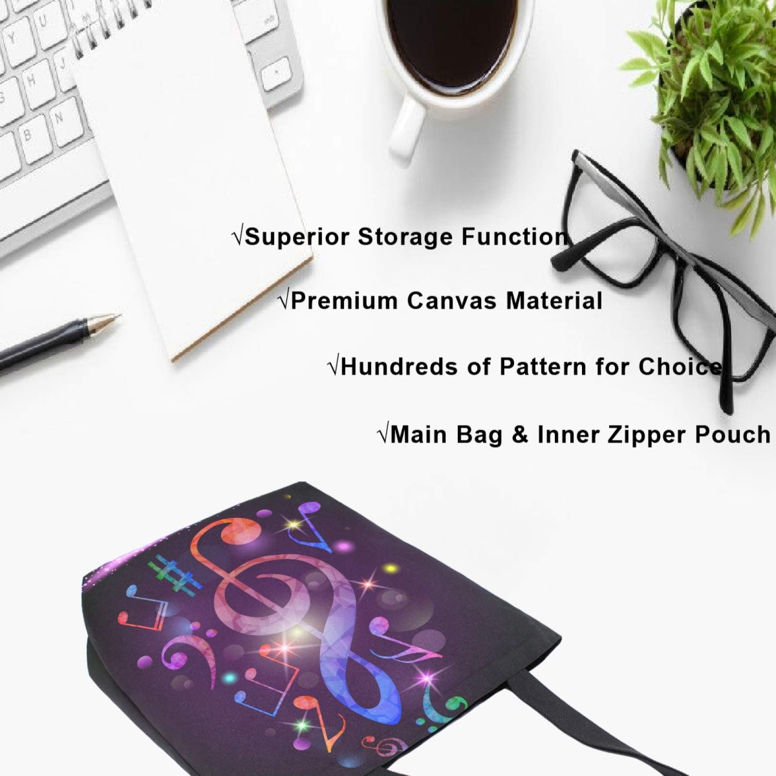 Mnsruu Sac Fourre-tout Pour Femme, Note De Musique Tie-dye