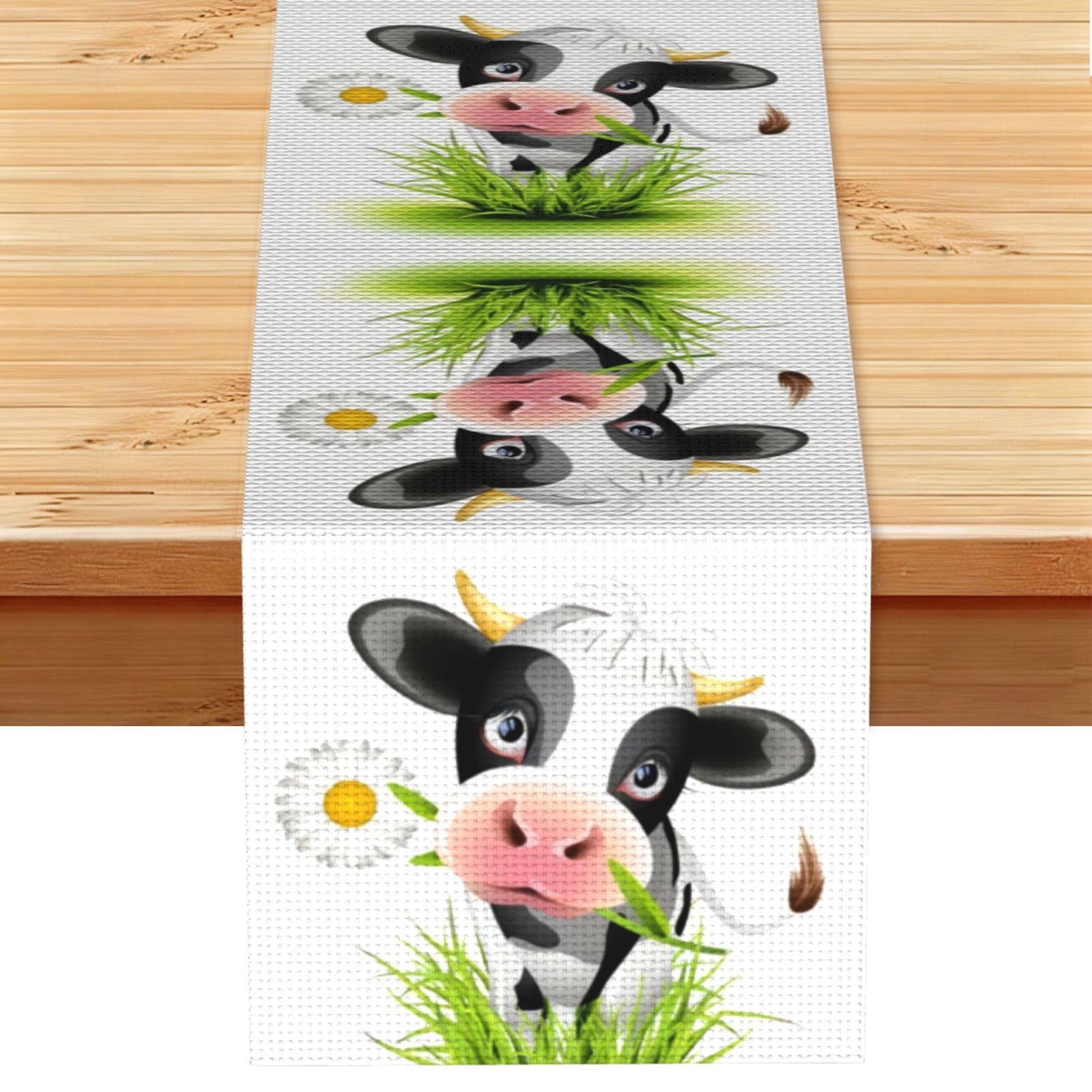 Cute Cow (3) Linen Feel Table Runner Wedding Party Home Decoration