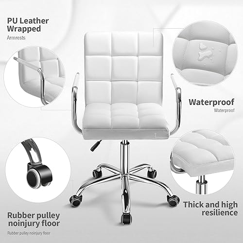 Miniatura 4 de Kemon Office Chiar - Silla de escritorio con reposabrazosruedas, cuero sintético, respaldo medio, altura ajustable, silla de computadora para