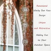 Vista 5 de Cadenas de lluvia con cara de sol, 2.6 m de longitud, cadenas de canalones de lluvia, reemplazo funcional y decorativo para bajantes de canalones