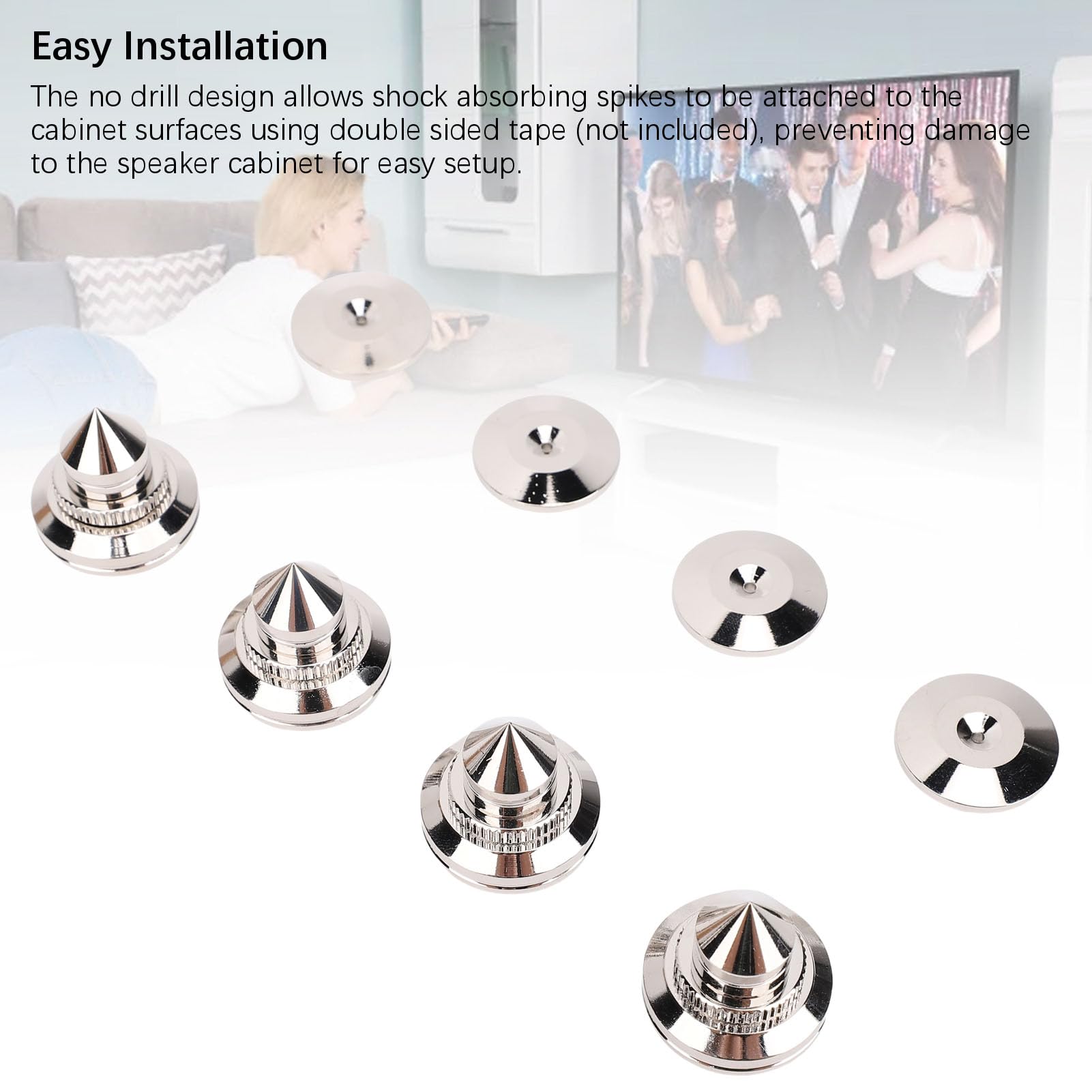 Fockety Punte Isolanti per Altoparlanti, Piedini Isolanti per Giradischi in Rame per Assorbimento delle Vibrazioni, Punte per Subwoofer con Dadi di Livellamento Regolabili in Altezza per