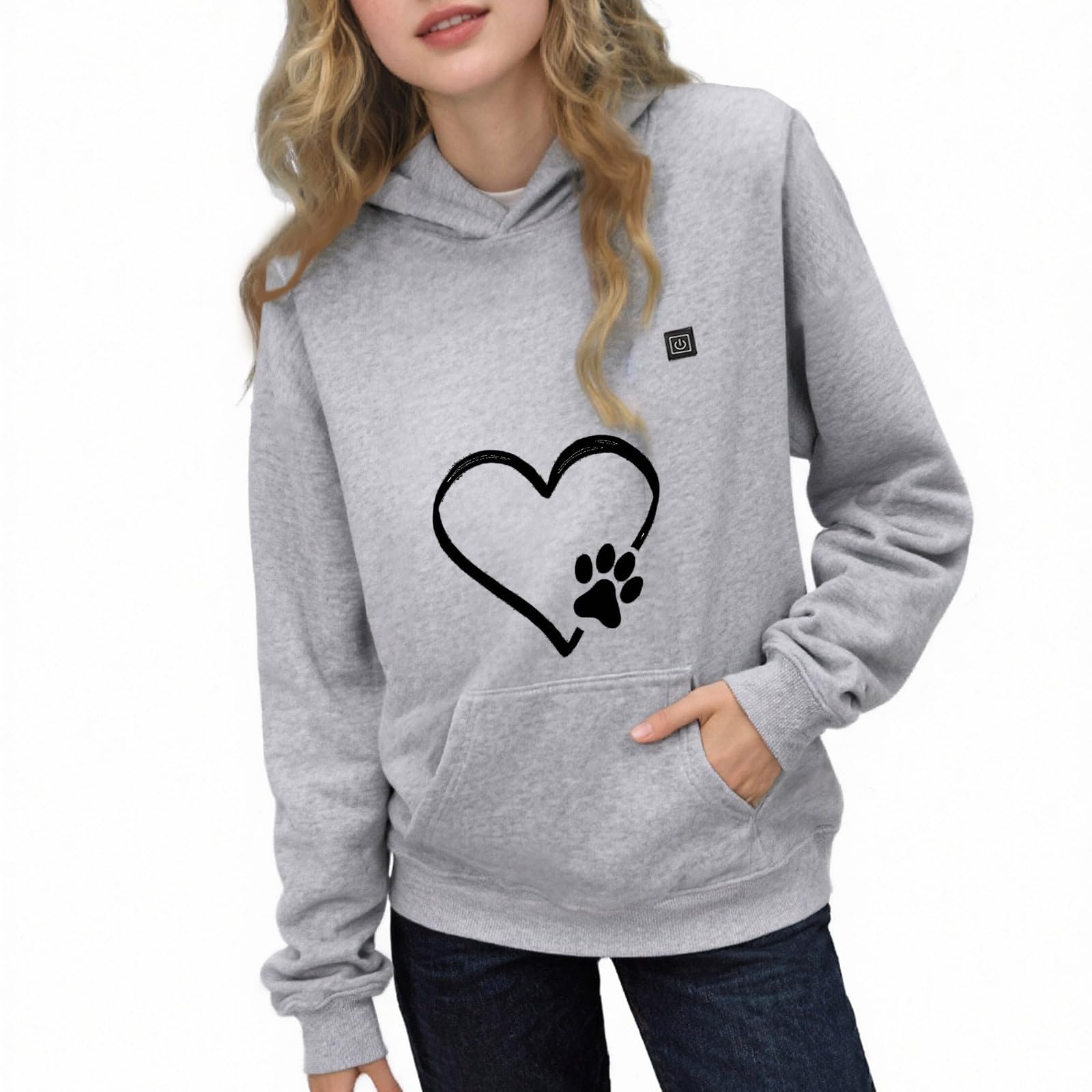 Sweats à Capuche Chauffant Garçons Filles, Veste Imprimé Manteau Chaud Sweatshirts Chauffants 3 Températures Réglables Veste Chauffant avec 5 Zones Blouson Enfants Chauffants USB Electrique