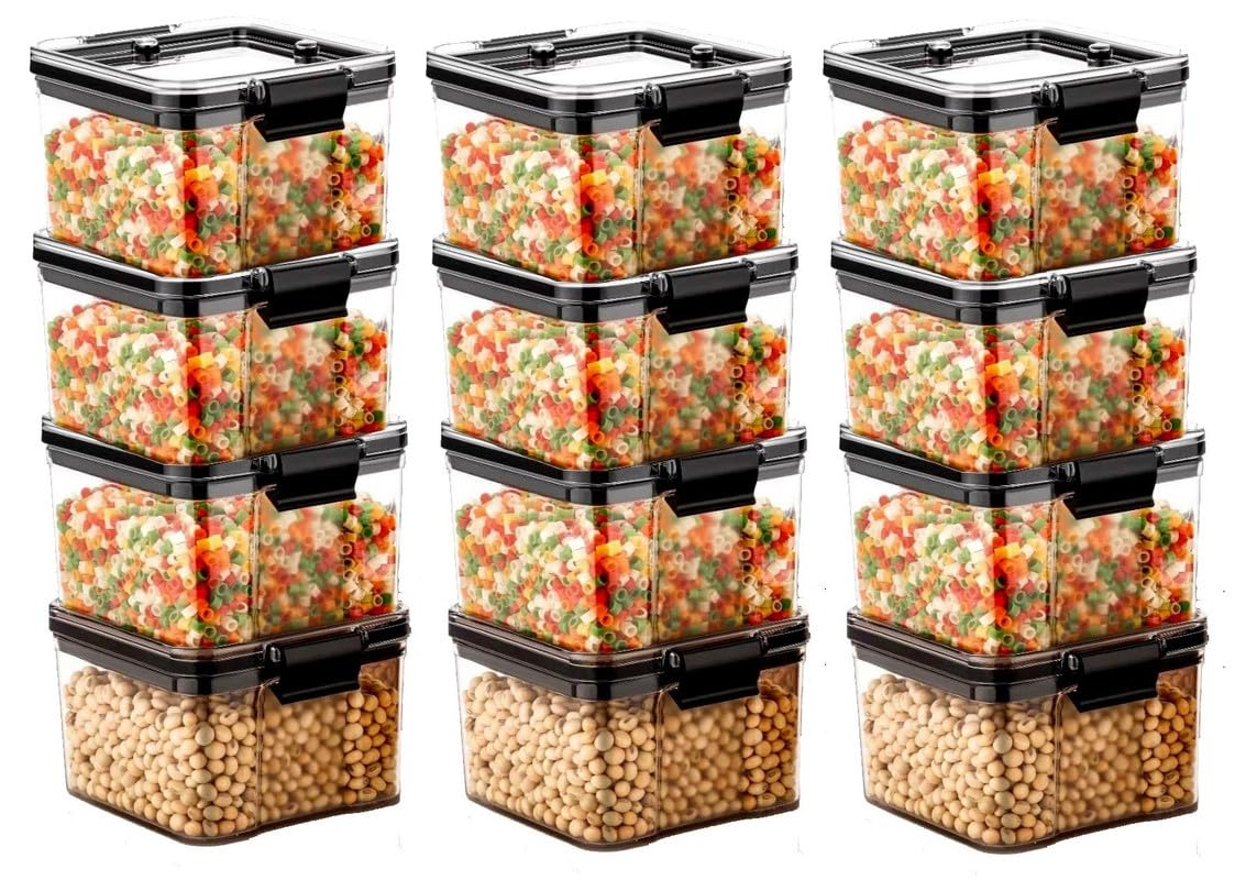 GIRNES Air Tight Container And Jar For Kitchen & Pantry Organizer, Kitchen Accessories Storage Item - (1200Ml 4 Piece + 750Ml 4 Piece, Plastic, Black) (B09QQ13DQJ) Amazon Price History, Amazon Price Tracker