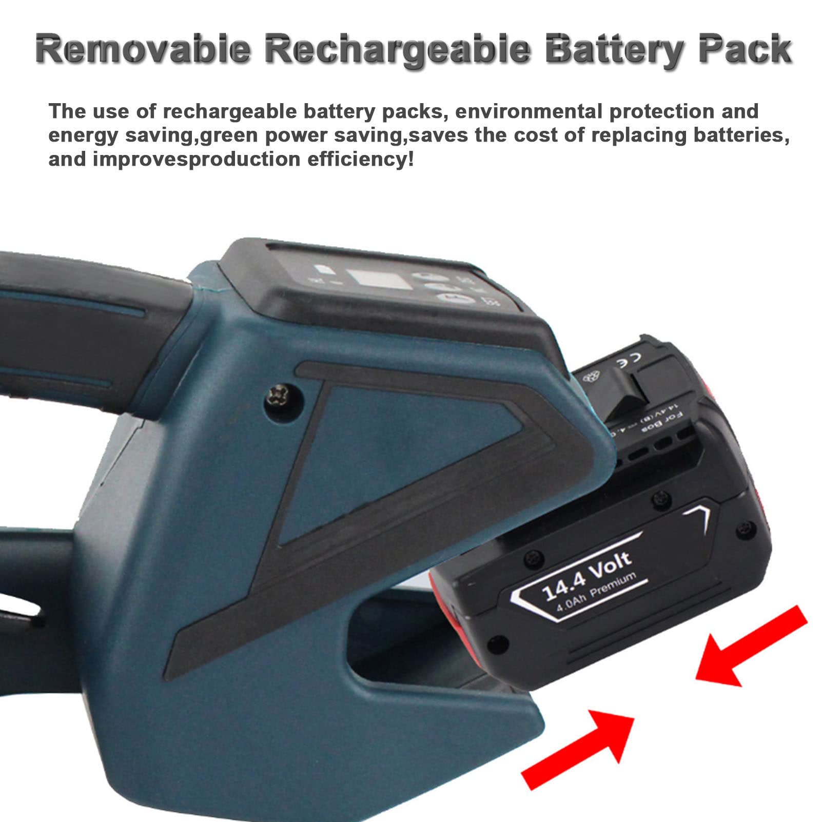 Reggiatrice Elettrica con Batteria da 4000 Mha Reggiatrice Automatica per Cinghie da 1/2 In-5/8 in Pp/Pet Strumento di Fasciatura per Balle Elettriche Portatili con Schermo LCD, 2 Batterie (2 Batter